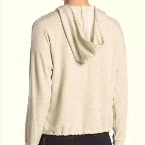 Philosophy - Grey/Cream French Terry Drawstring Hem Cropped Hoodie - size M - Picture 2 of 9